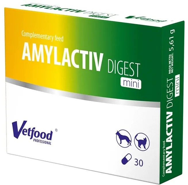 Supliment digestiv Vetfood Amylactiv Digest Mini pentru caini si pisici 30 tablete