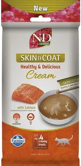 FARMINA N&D Quinoa Cat Skin & Coat Cream with Salmon box mono – cat treat – 4x15g