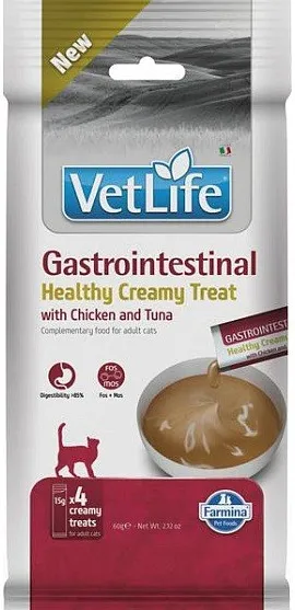 FARMINA Vet Life Cat Gastrointestinal Creamy treat with Chicken & Tuna box – cat treat – 4x15g