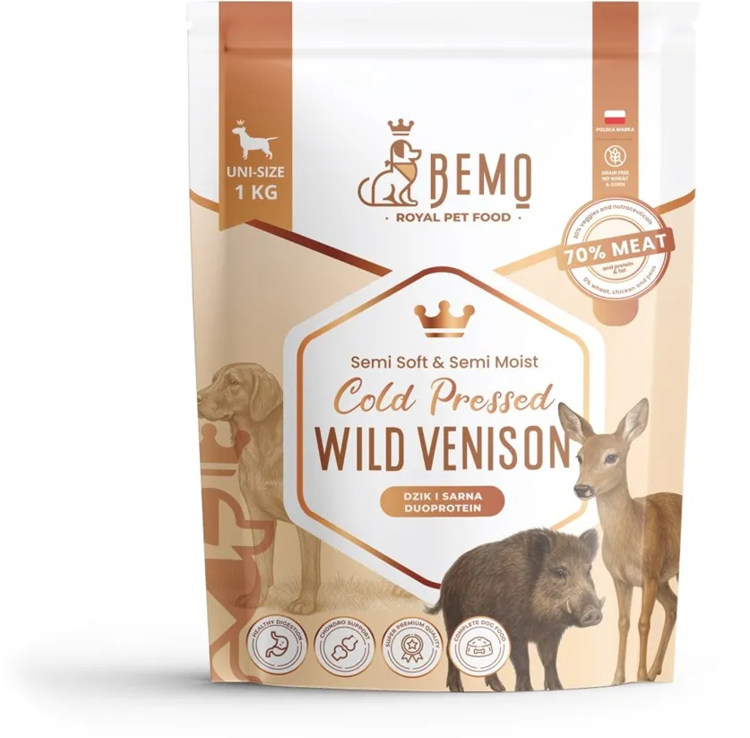 BEMO Cold Pressed Wild Venison - dry dog food - 1kg
