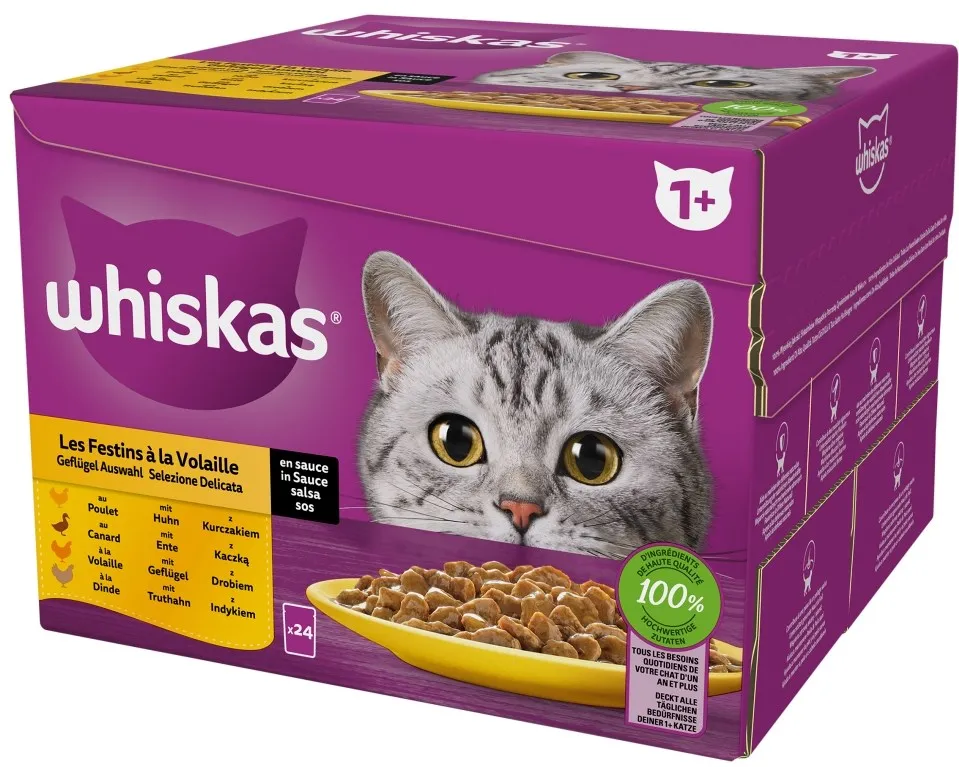 WHISKAS Poultry Feast  - wet cat food - 24x85 g