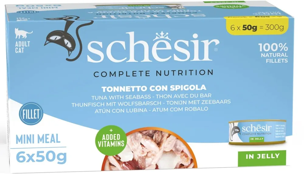 SCHESIR Tuna with sea bass in jelly - wet cat food - 6x50g