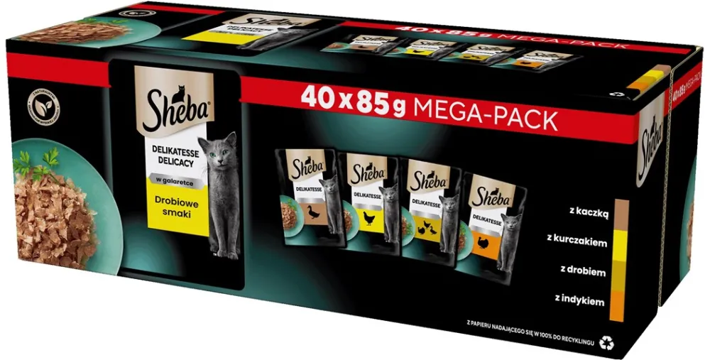 SHEBA Delicacy Drobiowe Smaki w galaretce - mokra karma dla kota - 40x85 g