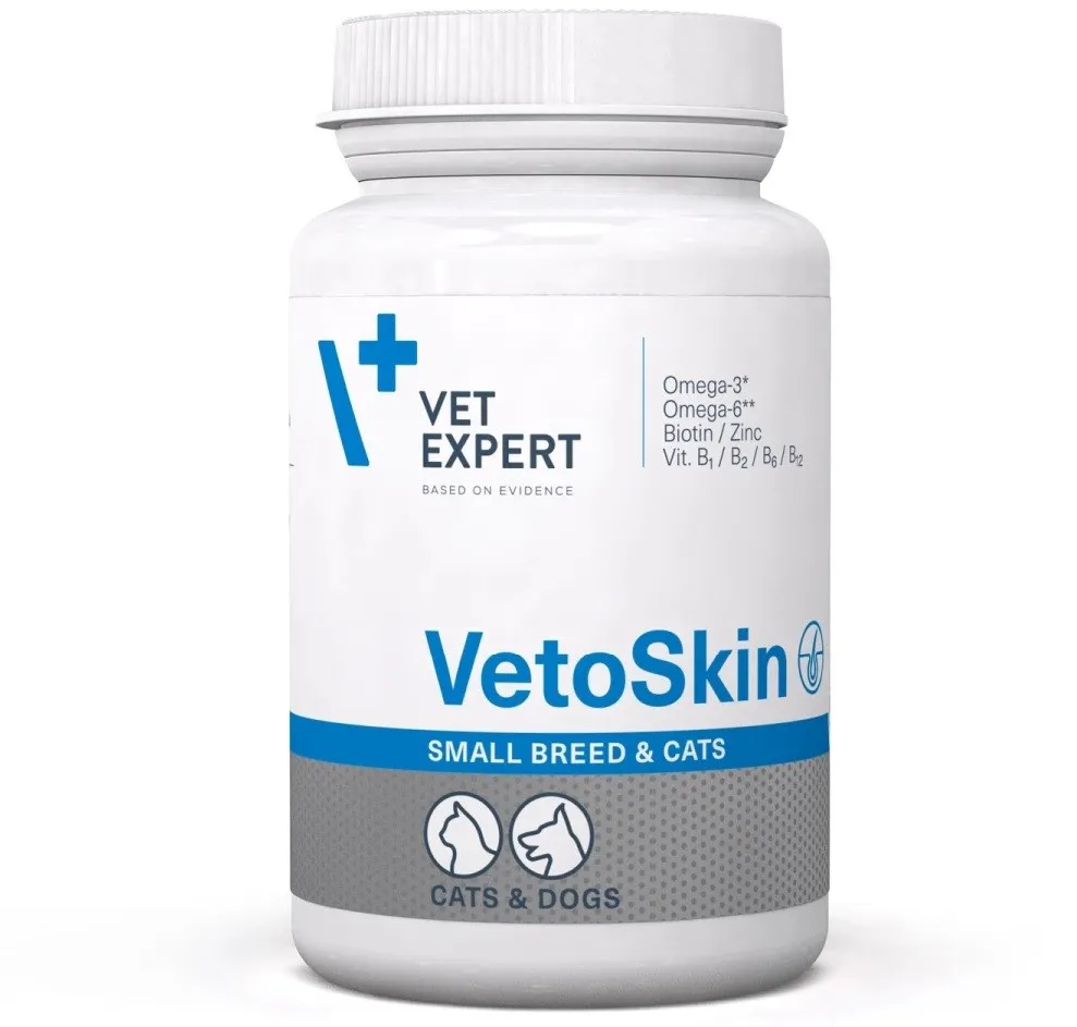 Supliment pentru piele si blana VetExpert VetoSkin Small breeds pentru caini si pisici 60 tablete