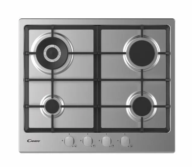 Plita incorporabila Candy CHG6BR4WX, Gaz, 4 Arzatoare, Aprindere electrica, Siguranta arzatoare, 60 cm, Inox