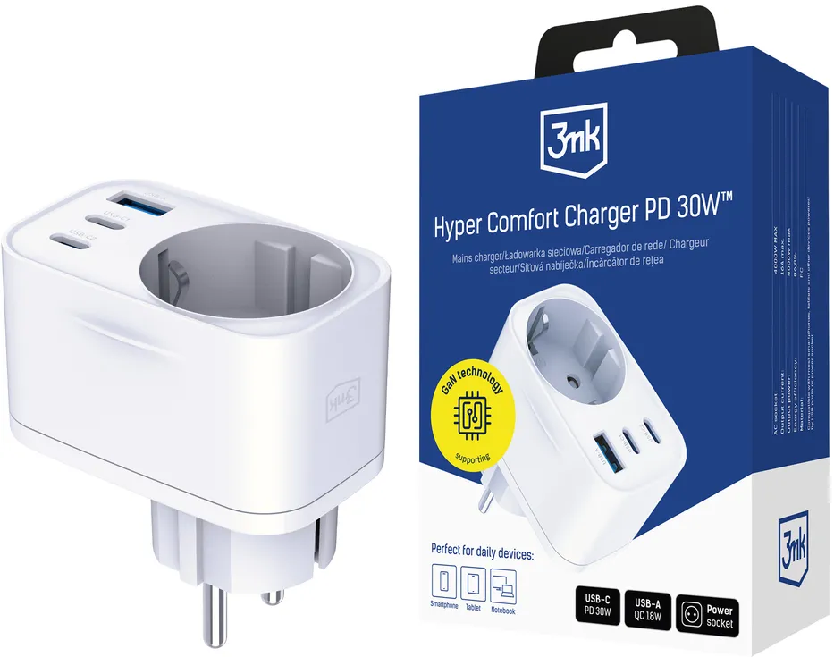 Charger 30W Schuko USB-A USB-C PD