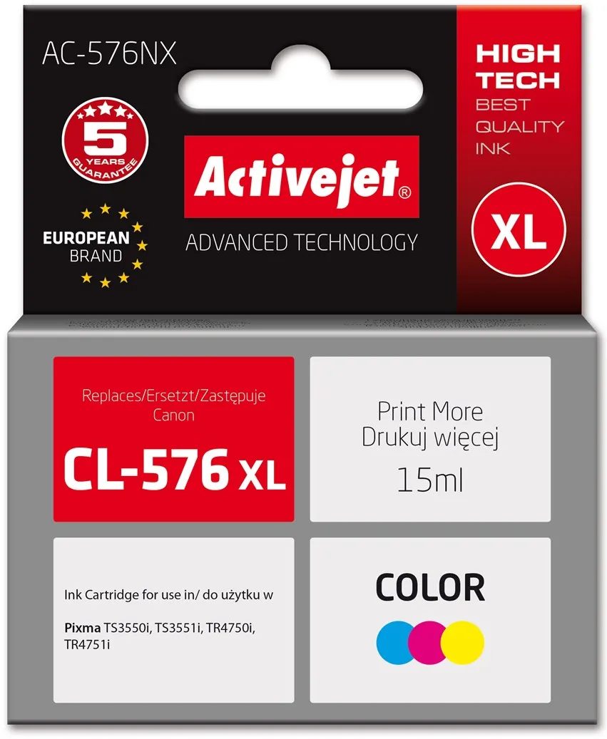 Cartus cerneala ACTIVEJET AC-576NX compatibil Canon CL-576XL 15 ml color