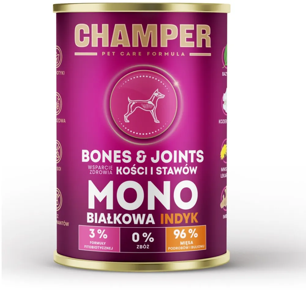 CHAMPER Bones & Joints Monoprotein Turkey - wet dog food - 400g