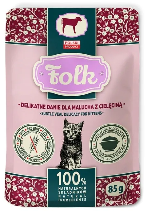 Hrana umeda pentru pisoi Folk Kitten Delicate meal monoproteica cu vitel 85 g