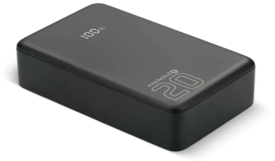 Powerbank 20 000mAh, 1x USB, 2x USB-C, 20W, QC4+, LCD screen, black