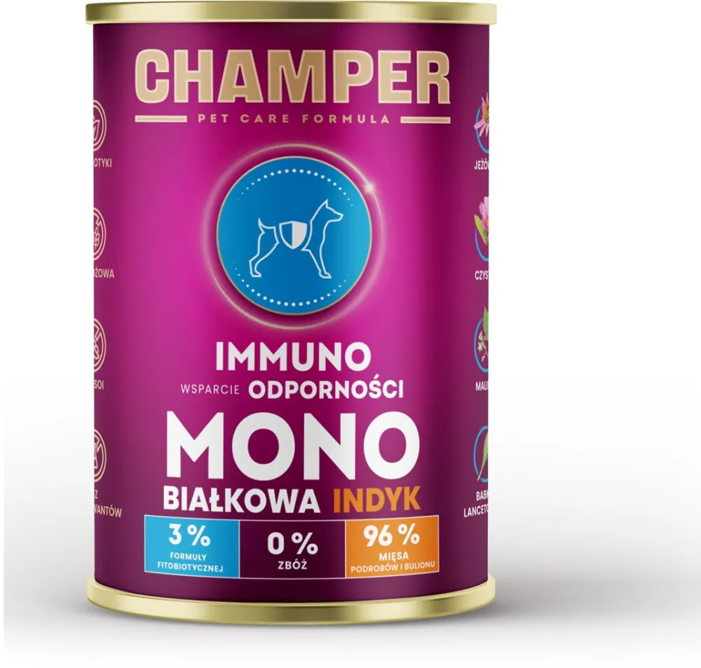 CHAMPER Immuno Monoprotein Turkey - wet dog food - 400g