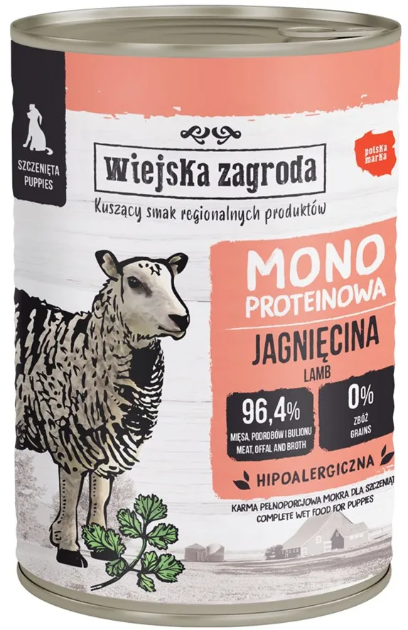 WIEJSKA ZAGRODA Puppy Lamb Mono - wet dog food - 400g