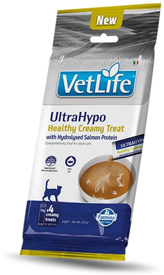 FARMINA Vet Life Cat Ultrahypo Creamy treat with Salmon box mono – cat treat – 4x15g
