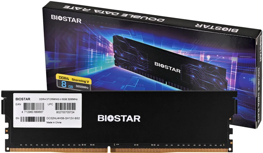 Biostar DDR4 Storming V memory module 8 GB 1 x 8 GB 3200 MHz (DX32NU4H08)