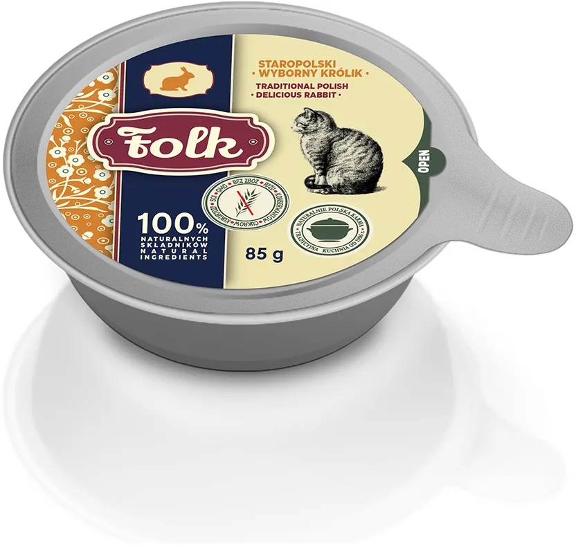 FOLK Traditional Polish delicious rabbit - wet cat food - 85g