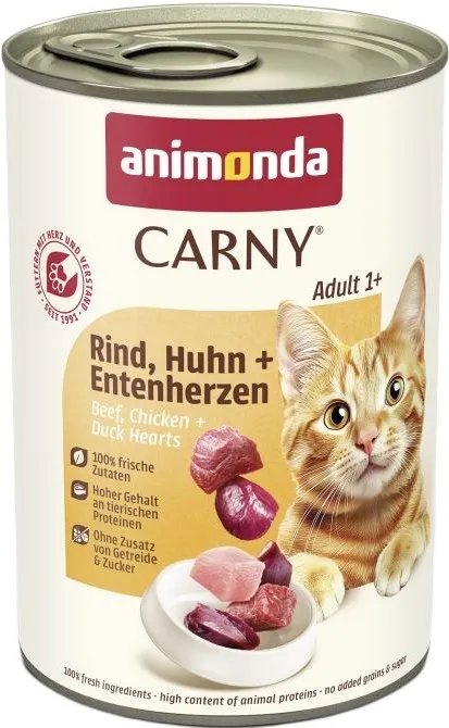 ANIMONDA Carny Adult Beef, chicken and duck hearts - wet cat food - 400g