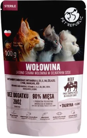 PET REPUBLIC Sterile Beef finely chopped - wet cat food- 100 g