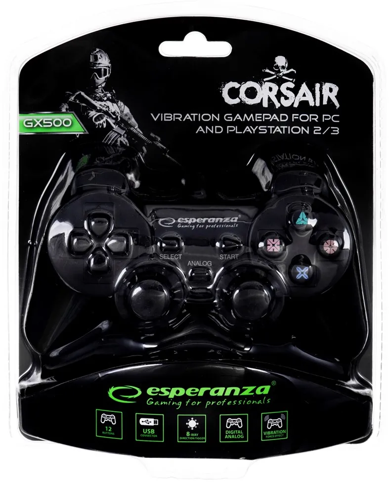 Gamepad Esperanza EG106 Joystick PC,Playstation 2,Playstation 3 Analogue / Digital USB 2.0 Black