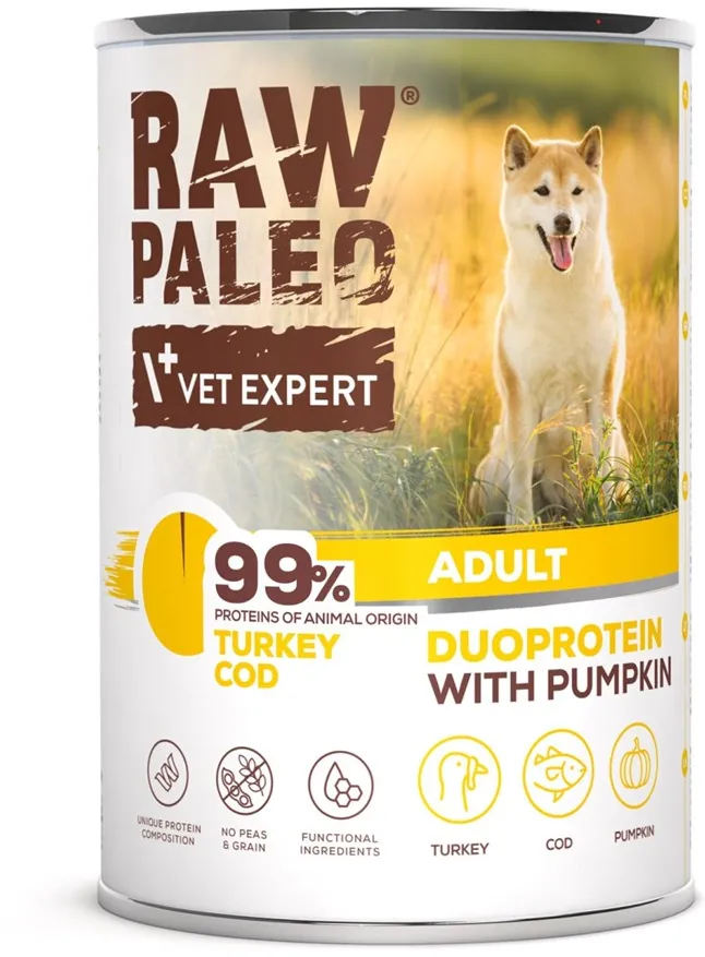 VETEXPERT Raw Paleo Duoprotein Turkey & Cod Adult - wet dog food - 400g