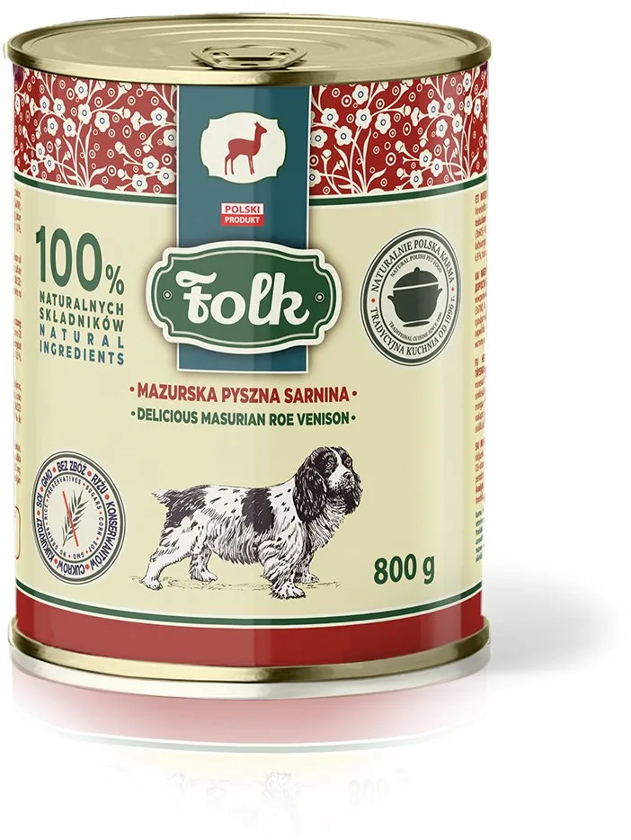FOLK Delicious Masurian roe venison - wet dog food - 800g