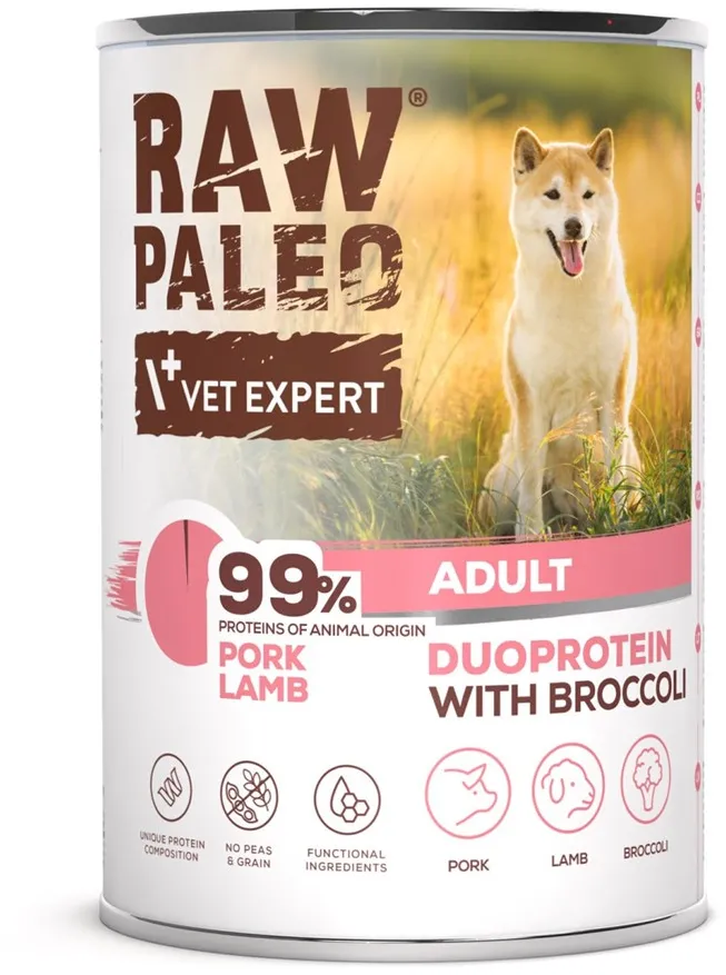 VETEXPERT Raw Paleo Duoprotein Pork & Lamb Adult - wet dog food - 400g