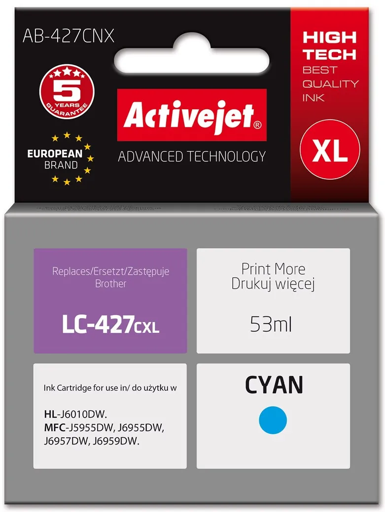 Cartus cerneala ACTIVEJET AB-427CNX compatibil Brother LC-427CXL 53 ml