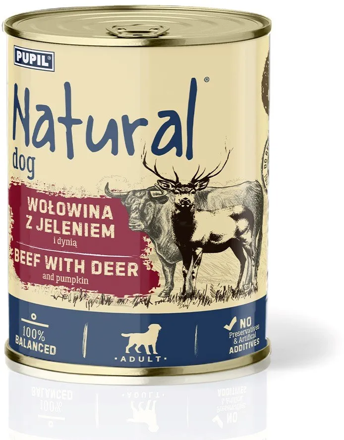 Hrana umeda pentru caini NATURAL vita cu vanat si dovleac 800 g