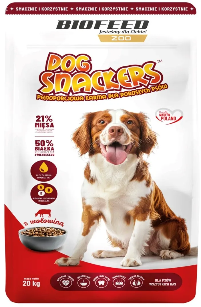 BIOFEED Dog Snackers Adult medium & large Beef - dry dog food - 20kg