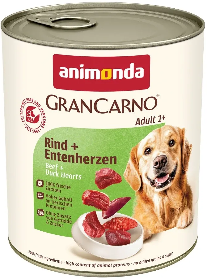 ANIMONDA GranCarno Adult Beef and duck hearts - wet dog food - 800g