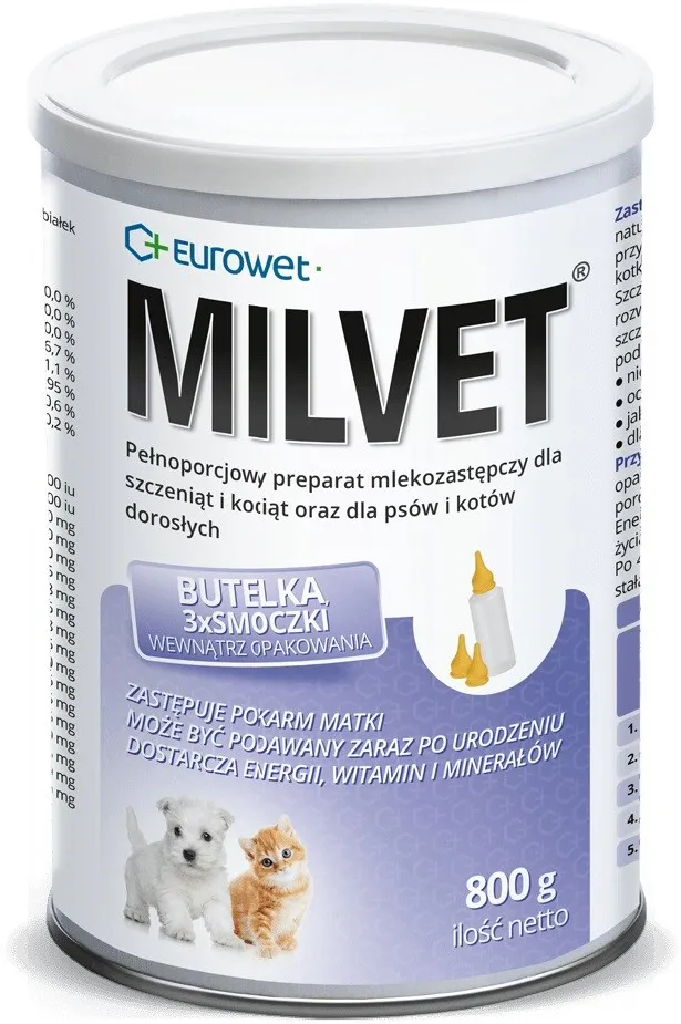 Inlocuitor de lapte EUROWET Milvet pentru catei si pisoi 800 g