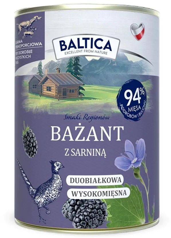 BALTICA Smaki regionów Pheasant with venison - wet dog food - 400g