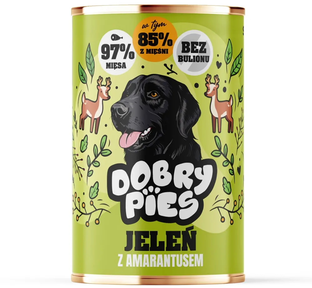DOBRY PIES Venison with amaranth - wet dog food - 400g