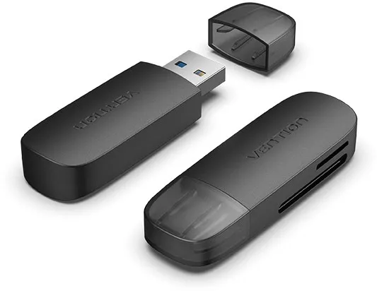 Vention 2-in-1 USB 3.0 A Card Reader(SD+TF) Black Dual Drive Letter