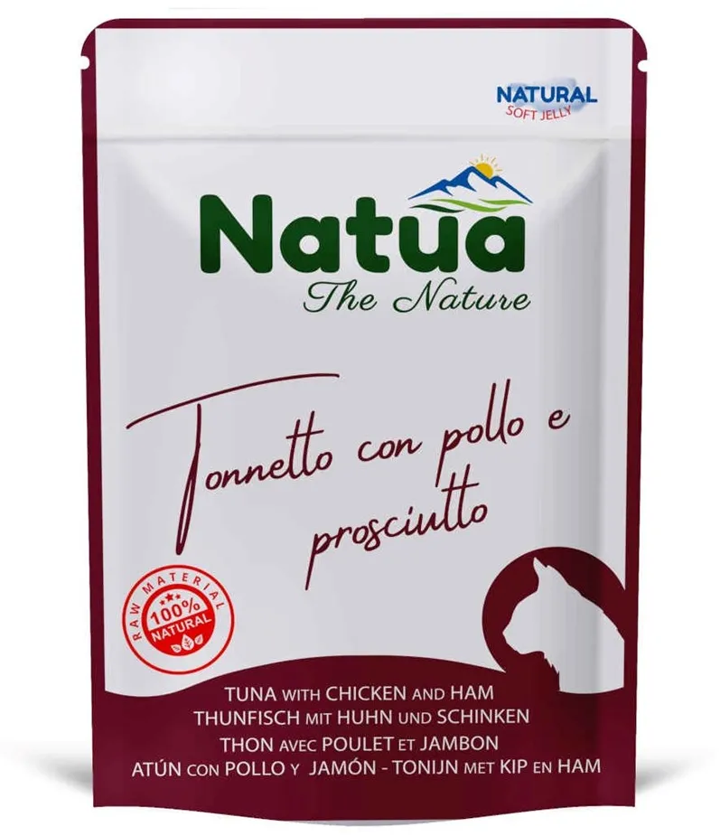 Hrana umeda pentru pisici Natua ton si pui cu sunca 70 g