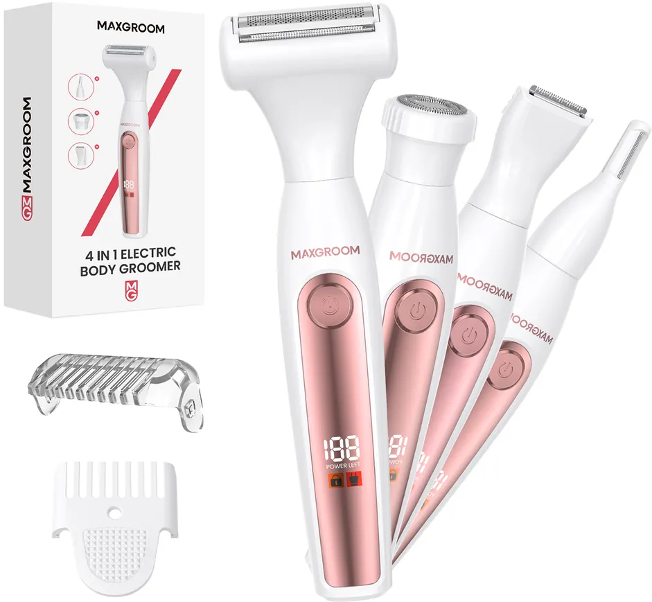 Aparat de tuns multifunctional pentru femei MAXGROOM ZC-T18 cu capete interschimbabile alb/roz