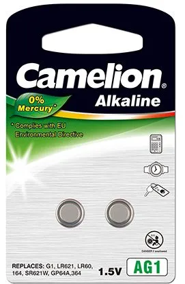 Camelion Alkaline Button celles 1.5V LR621/LR60/364, 2-pack, "no mercury"
