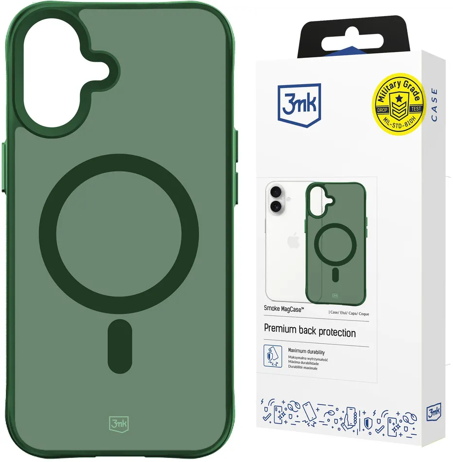Husa 3MK Smoke MagCase pentru iPhone 16 verde semi-transparent