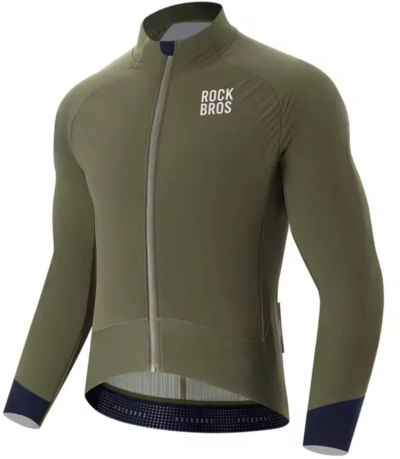 Geaca de ciclism de iarna RockBros YDWT014 cu fleece doua straturi marimea M verde