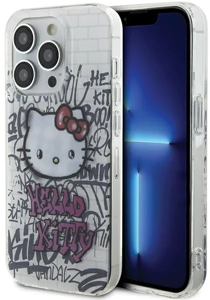 Husa Hello Kitty IML Kitty On Bricks Graffiti iPhone 13 Pro / 13 alb