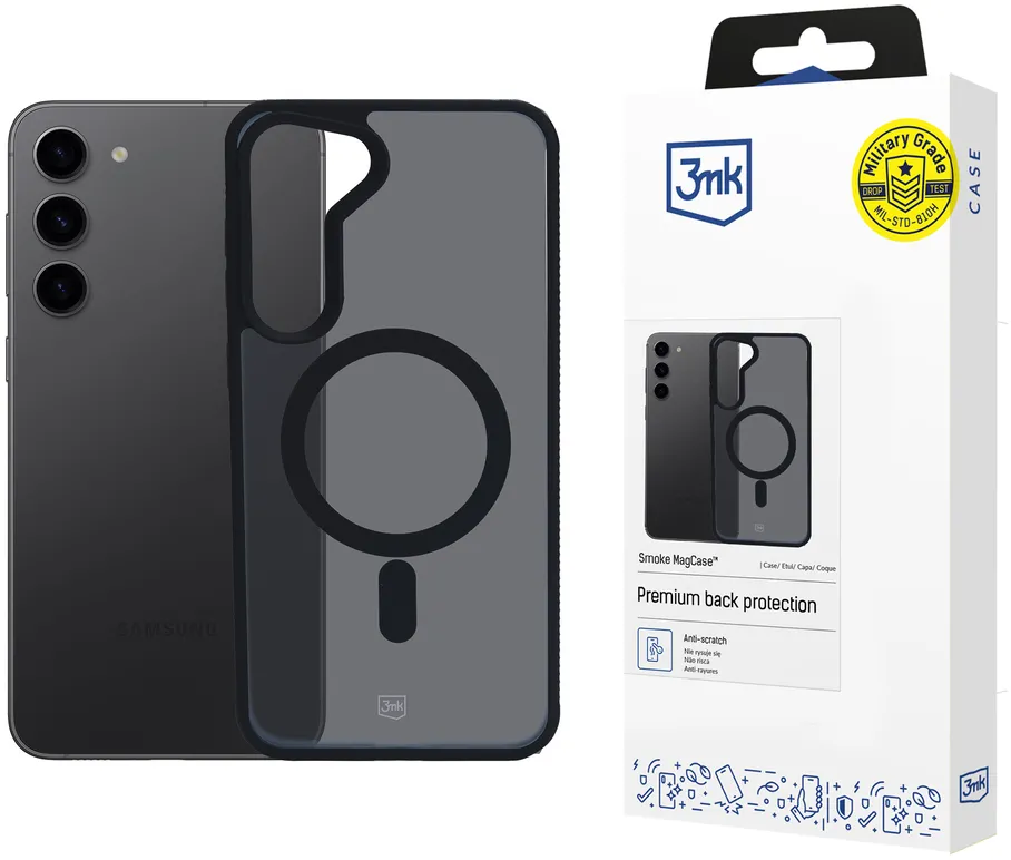 Husa protectie smartphone 3MK Smoke MagCase Samsung Galaxy S23 5G negru