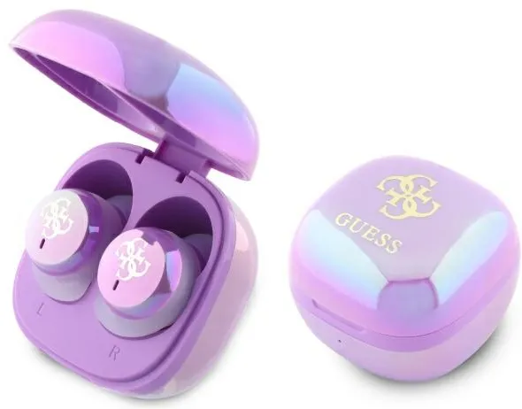 Guess 4G Printed Logo Bluetooth TWS Headphones + Docking Station - Purple