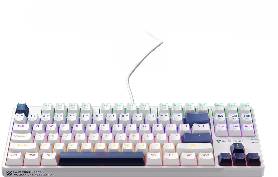 Machenike K500B-B87 Wired Mechanical Gaming Keyboard with Backlight, Red Switch - White