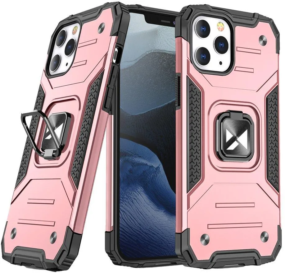Husa Wozinsky Ring Armor cu suport si inel iPhone 13 roz auriu