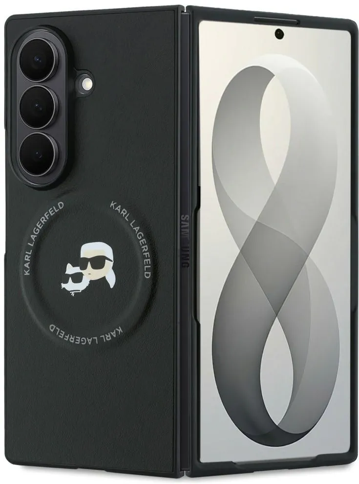 Husa Karl Lagerfeld Karl&Choupette Pins MagSafe Samsung Galaxy Z Fold 8 Ultra negru