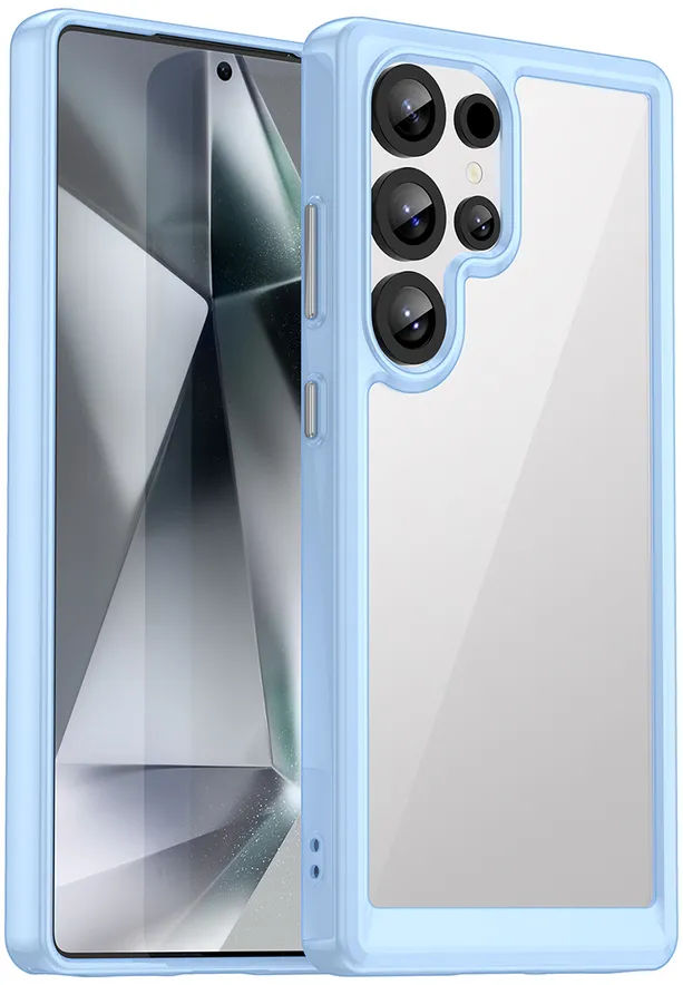 Husa Outer Space Case cu rama din gel Samsung Galaxy S25 Ultra albastru