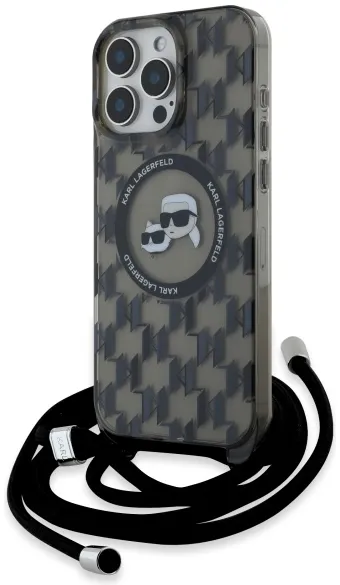 Husa Karl Lagerfeld IML Crossbody Monogram Karl & Choupette Head MagSafe iPhone 16 Pro Max negru