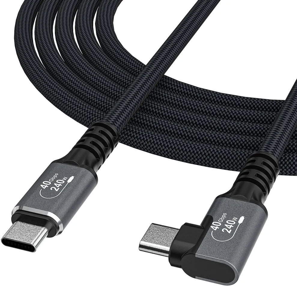 Wozinsky WPS2-UY41S USB-C USB4 40Gb/s 240W 2m Angled Cable - Black