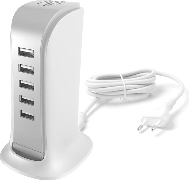 Incarcator de perete Dudao A5EU 5 porturi USB 25W cu cablu EU 1,5 m alb