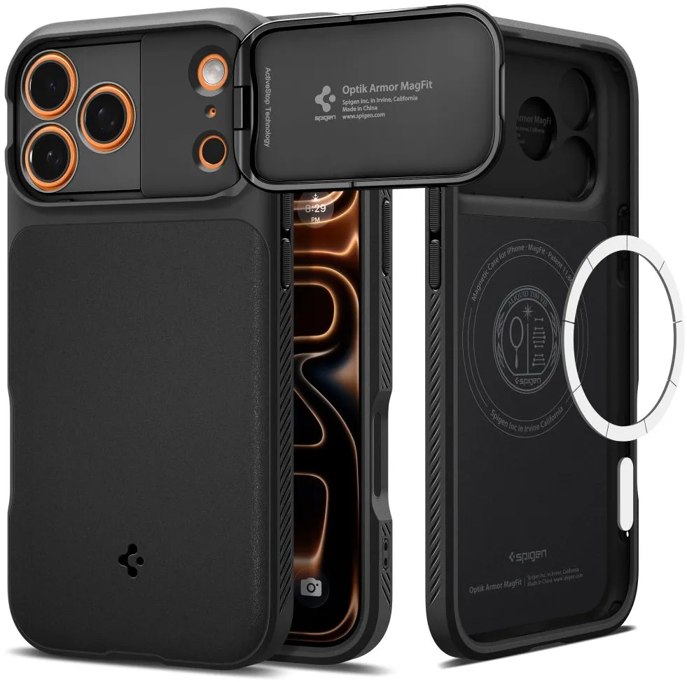 Husa protectie SPIGEN Optik Armor MagSafe negru iPhone 17 Pro