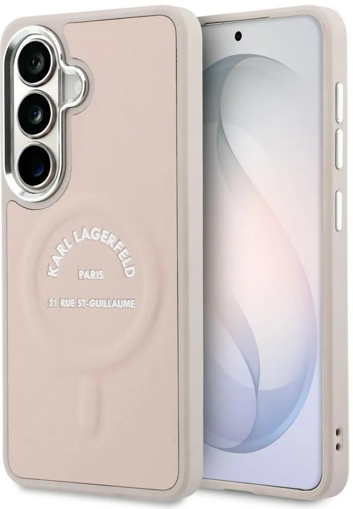 Karl Lagerfeld Embossed Ring RSG Logo MagSafe Case for Samsung Galaxy S26+ - Pink
